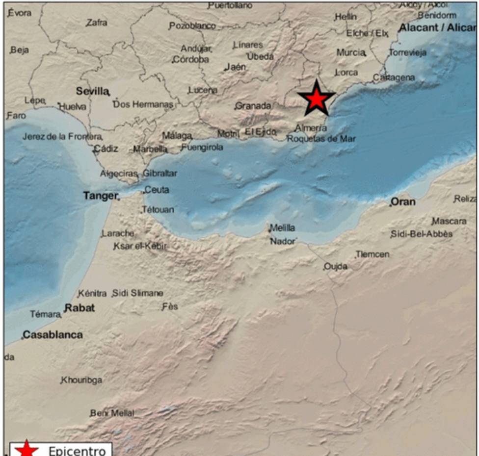 Se registra un triple terremoto en Zurgena (Almería) sin causar daños