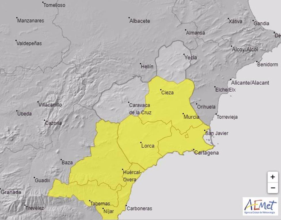 MeteorologÃ­a activa el aviso amarillo por lluvias hasta 20 litros en una hora este lunes por la noche y este martes