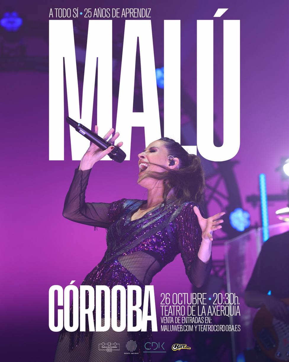 Malú actuará en Córdoba el 26 de octubre en su gira aniversario A todo sí - 25 años de Aprendiz