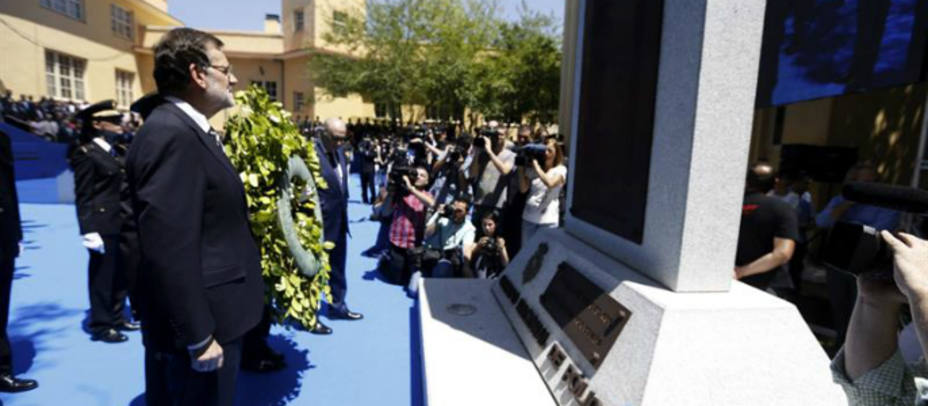 Mariano Rajoy durante el homenaje a los policías asesinados en actos terroristas. EFE