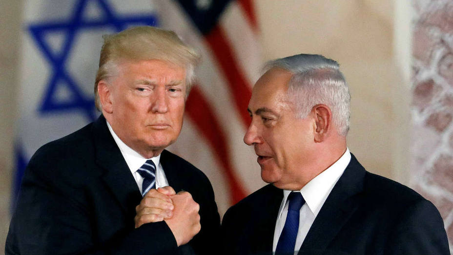 President Donald Trump and Israeli Prime Minister Benjamin Netanyahu after Trumps address at the Israel Museum in Jerusalem