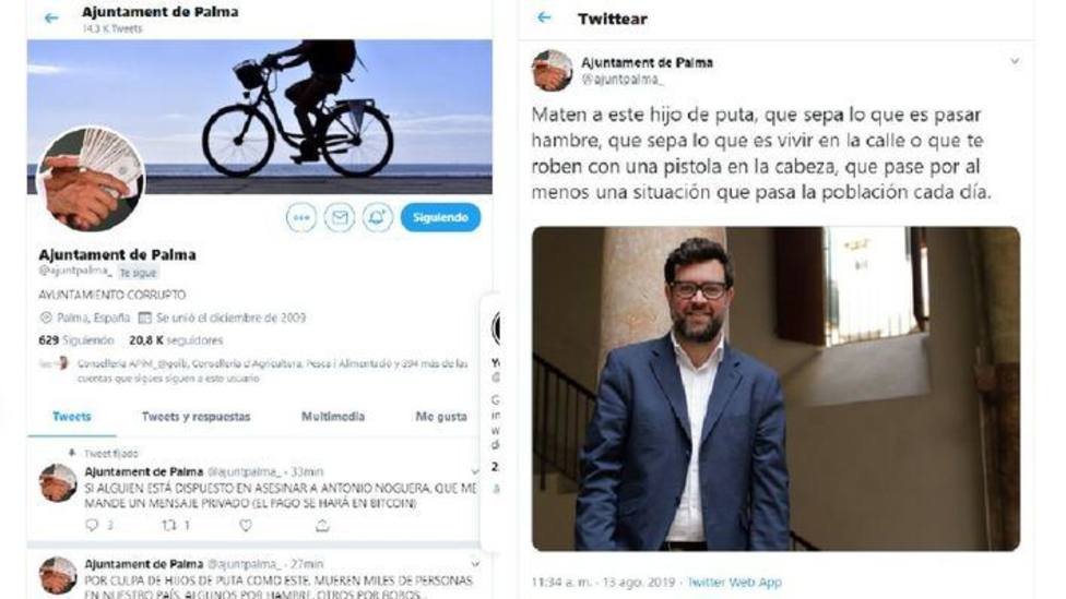 La cuenta oficial de Twitter del Ayuntamiento de Palma: Maten a Antonio Noguera