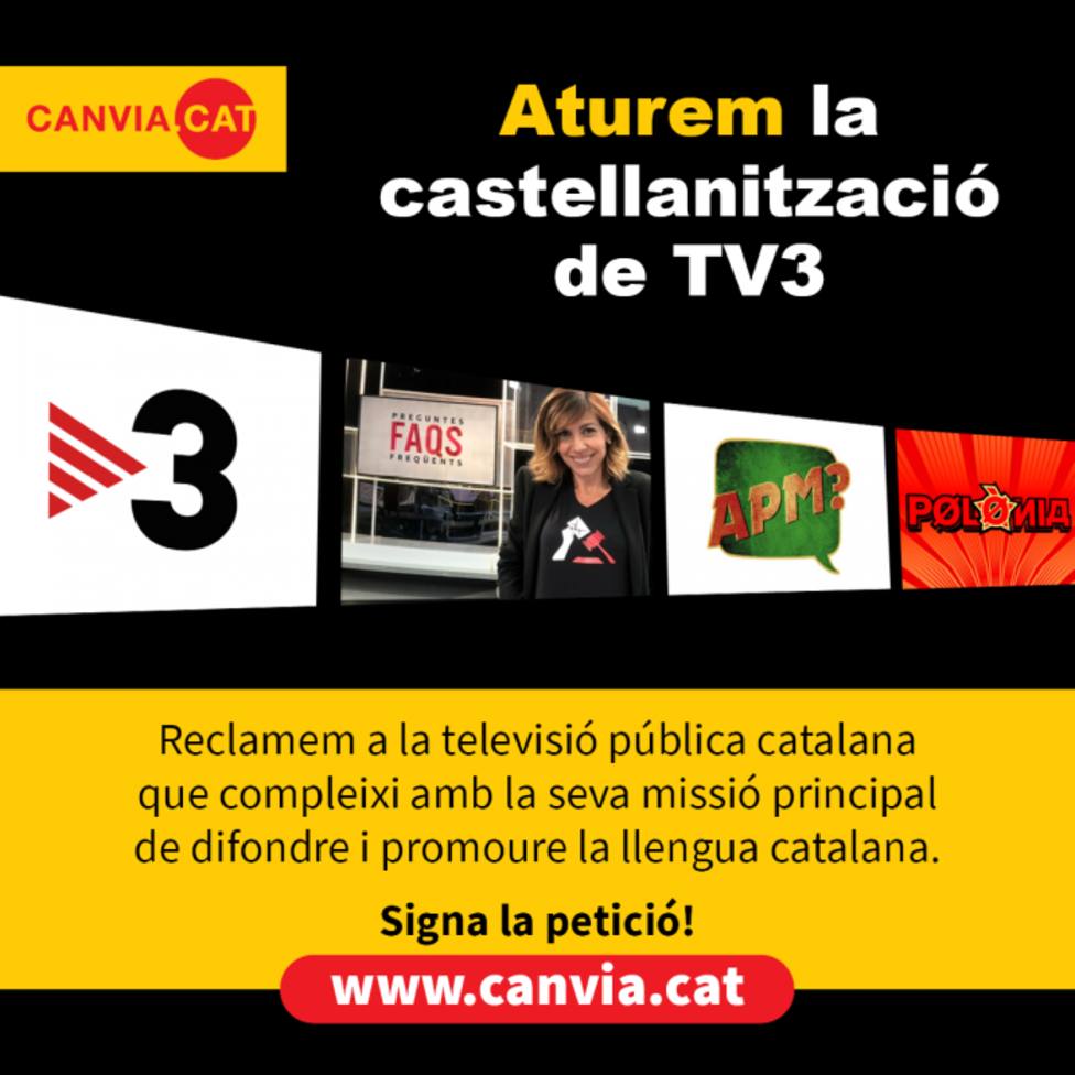 Imagen de la campaña contra el uso del castellano en las entrevistas en TV3