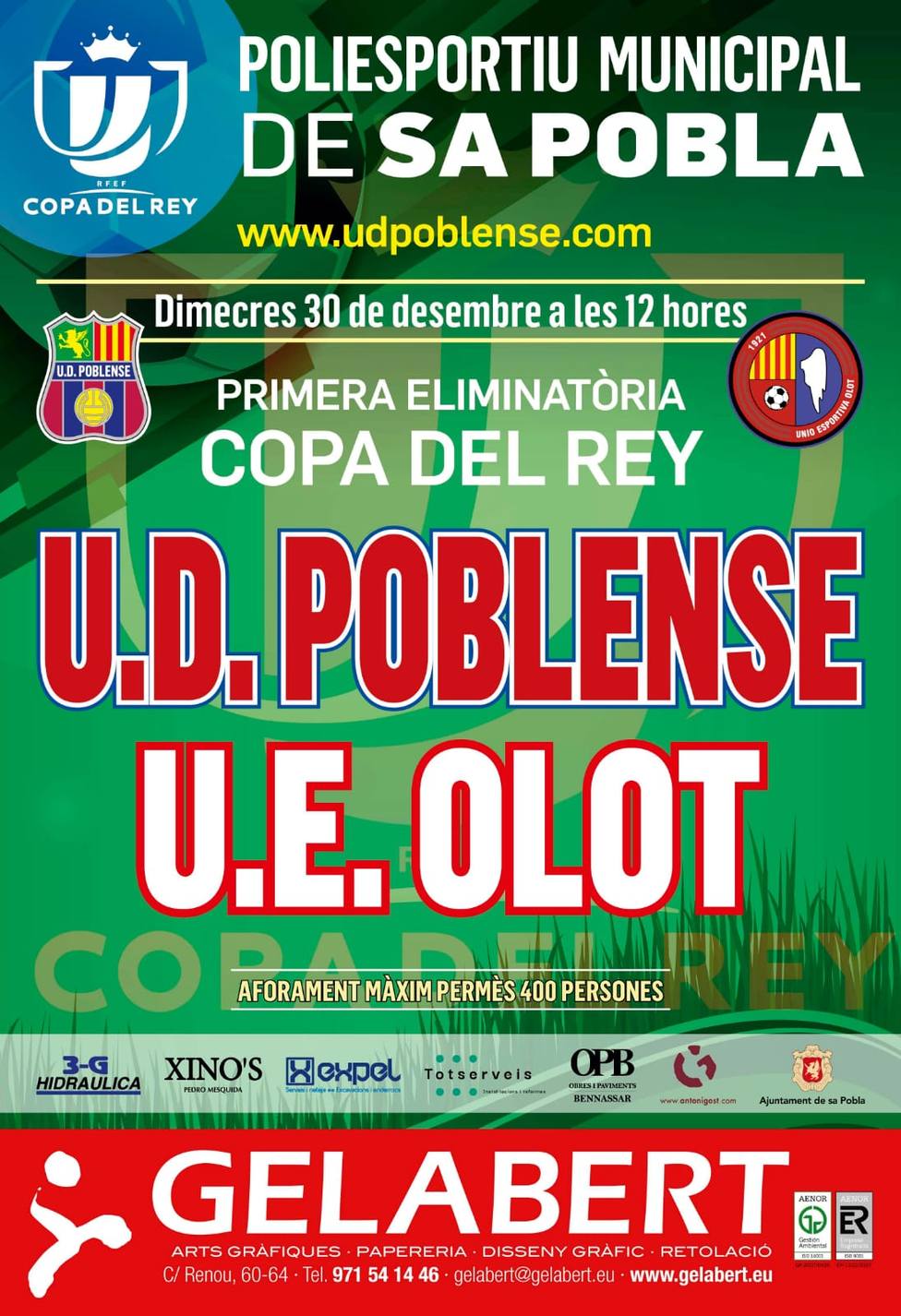 Cartel del Poblense-Olot de la Copa del Rey | Imagen: UD Poblense