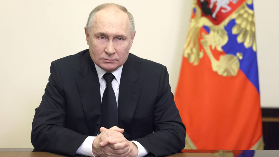El presidente ruso Vladimir Putin durante su intervención en la televisión tras el atentado de Moscú