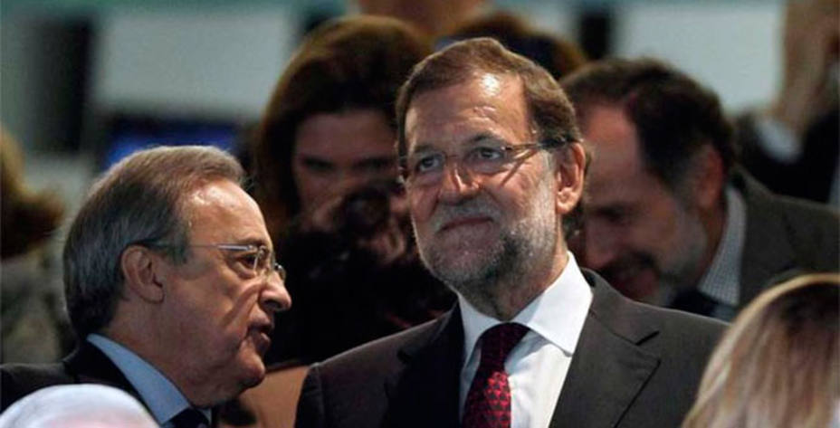Mariano Rajoy junto a Florentino Pérez en el palco del Bernabéu. EFE.