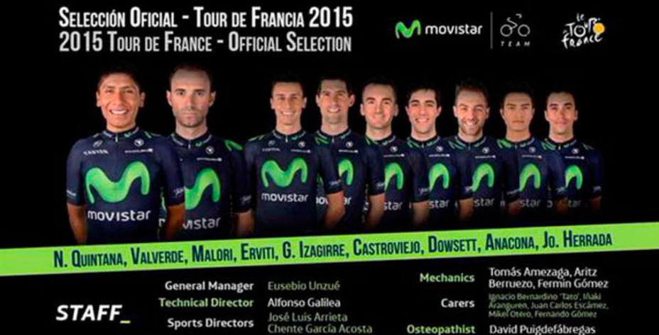 Integrantes del equipo Movistar para el Tour 2015.