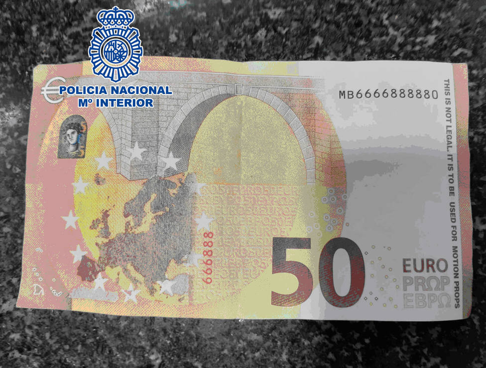 Uno de los billetes falso de 50 euros - FOTO: Policía Nacional