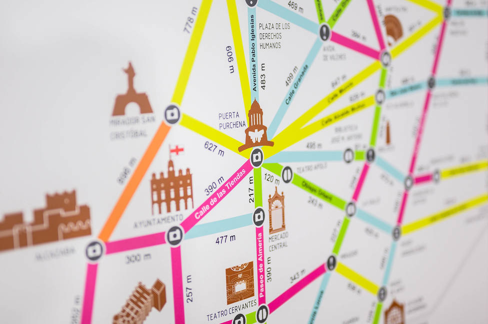 ‘Metro Minuto’, un plano con distancias y tiempos entre puntos de interés de Almería
