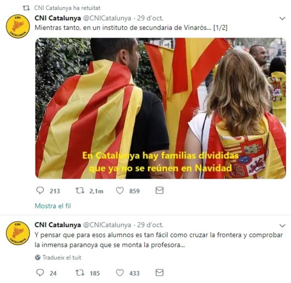 Difunden un vídeo con supuestas declaraciones catalanofóbicas de una profesora a dos alumnas en Vinaròs (Castellón)