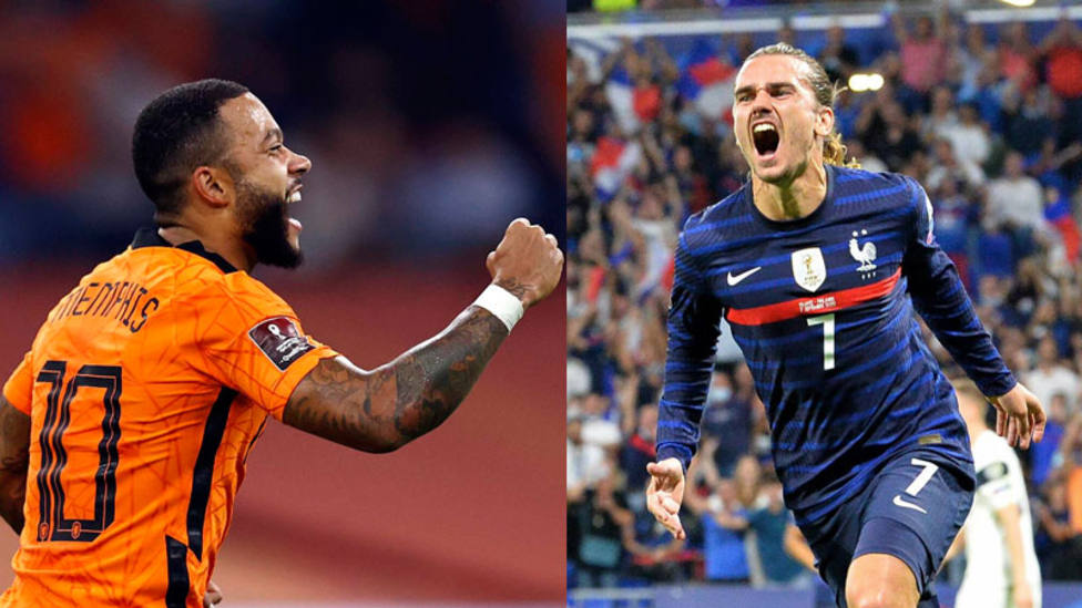 Memphis y Griezmann celebran sus goles con Paises Bajos y Francia (Cordon Press)