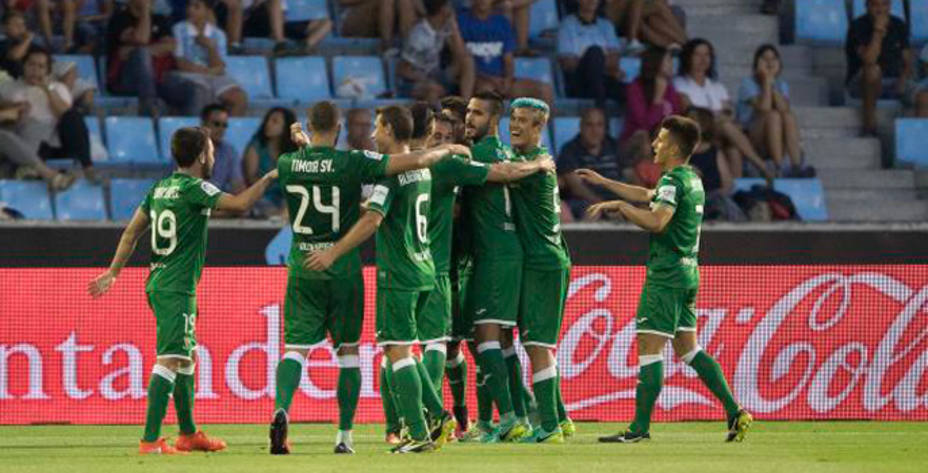 El Leganés celebra su primer gol en Primera (www.laliga.es)