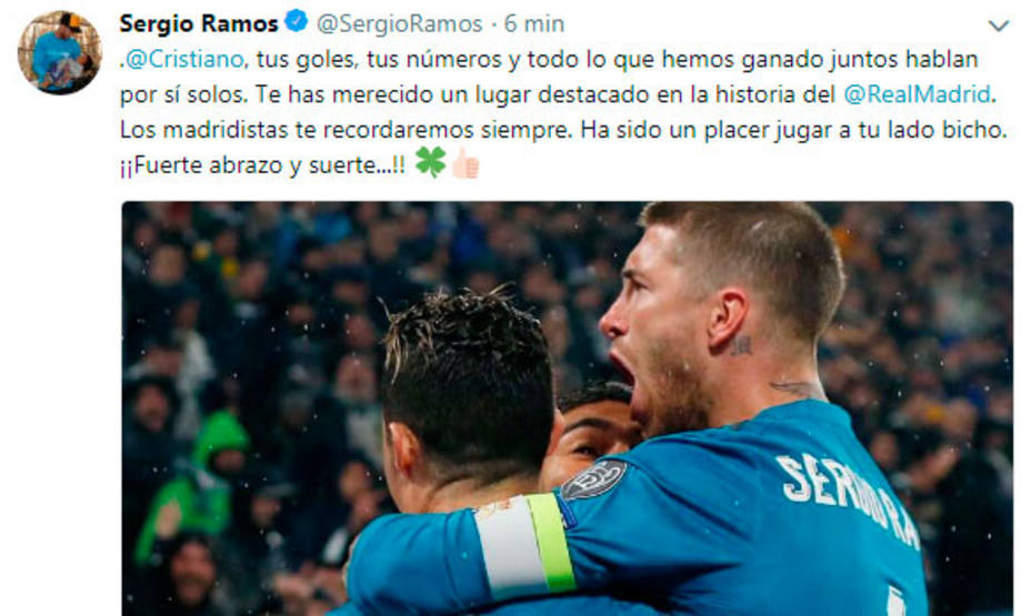 Sergio Ramos se despide de Cristiano Ronaldo