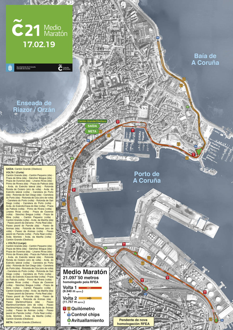 Recorrido de la media maratón Coruña21