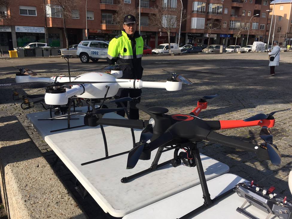 Muestra de los drones con los que trabaja la policía