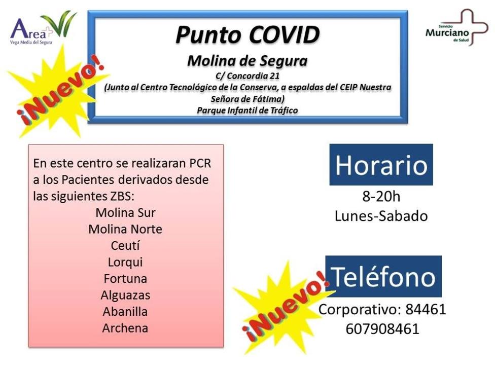 El SMS abrirá el lunes un Punto Covid en el parque infantil de tráfico de Molina