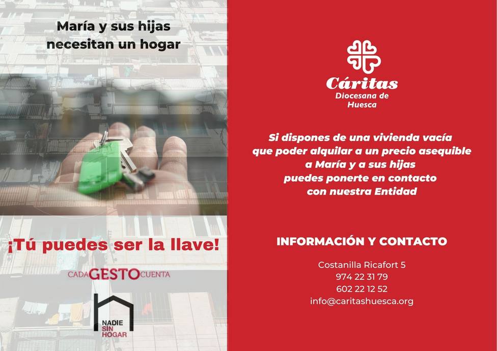 “Tú puedes ser la llave” nueva campaña de Caritas Huesca