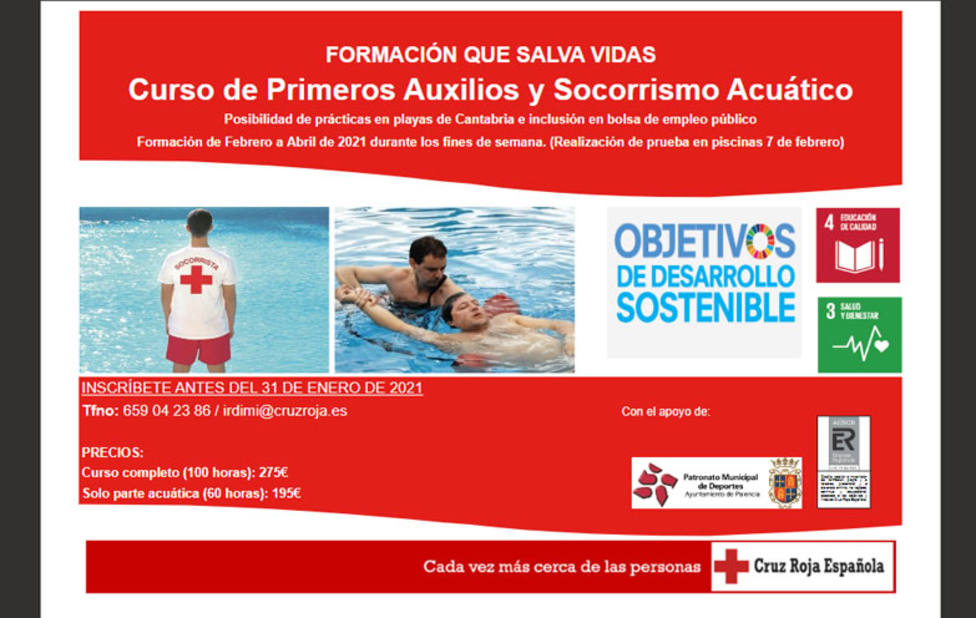 Curso de Primeros Auxilios y Socorrismo Acuático de Cruz Roja Española en Palencia