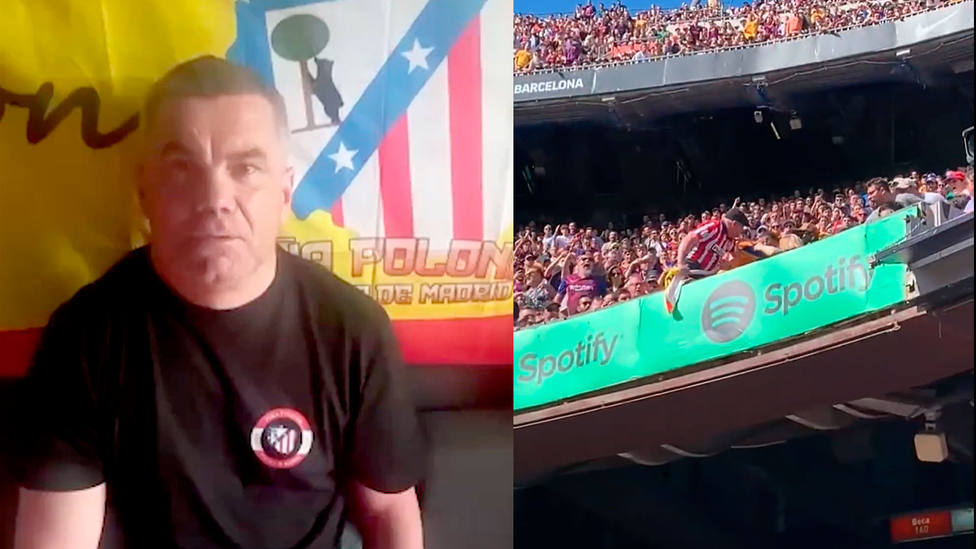 Habla el aficionado al que quitaron la bandera del Atlético de Madrid en el  Camp Nou: Sólo yo debía quitarla - LaLiga EA Sports - COPE