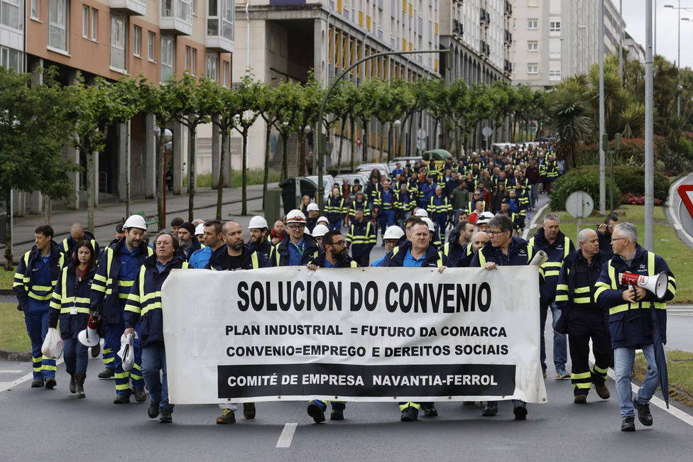 Una de las últimos movilizaciones de los trabajadores de Navantia por la avenida de Esteiro