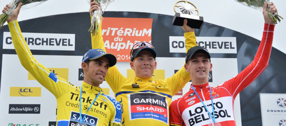Contador, segundo en el podio final de la Dauphine de 2014 (FOTO: Le Tour)