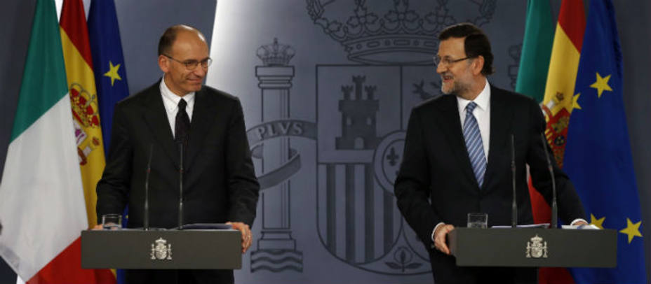 El presidente del Gobierno, Mariano Rajoy (d), y el nuevo primer ministro italiano, Enrico Letta. Reuters