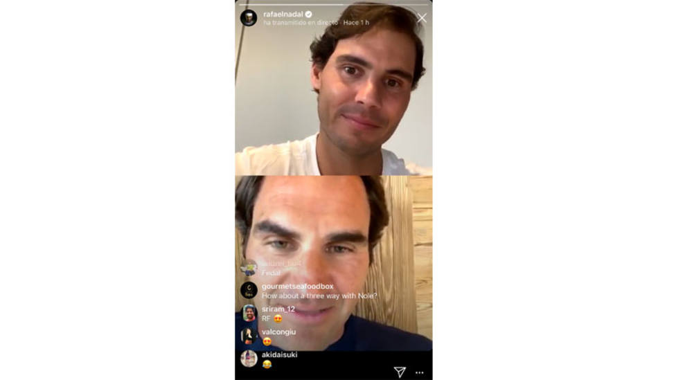 Rafa Nadal, con Roger Federer en Instagram