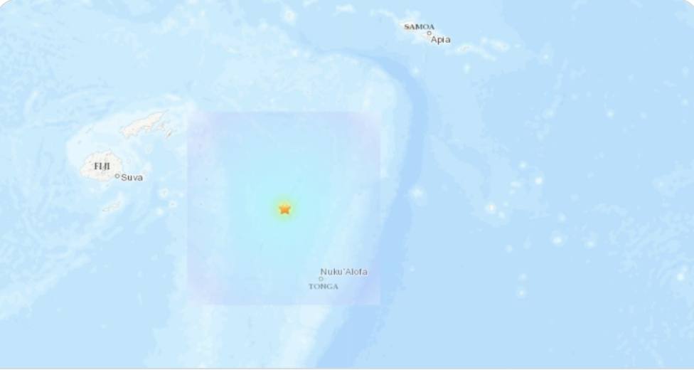 Epicentro del terremoto registrado en Tonga