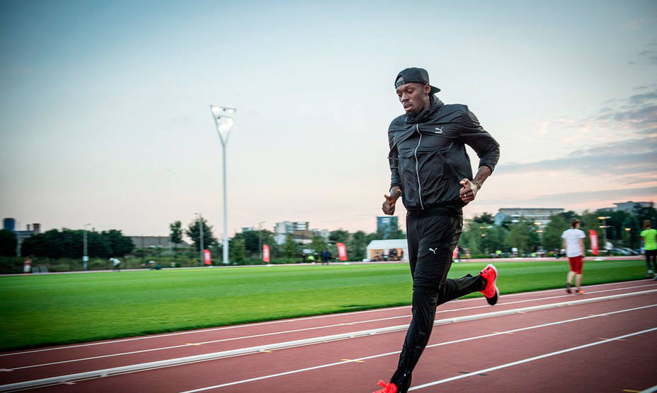 Usain Bolt, durante un entrenamiento