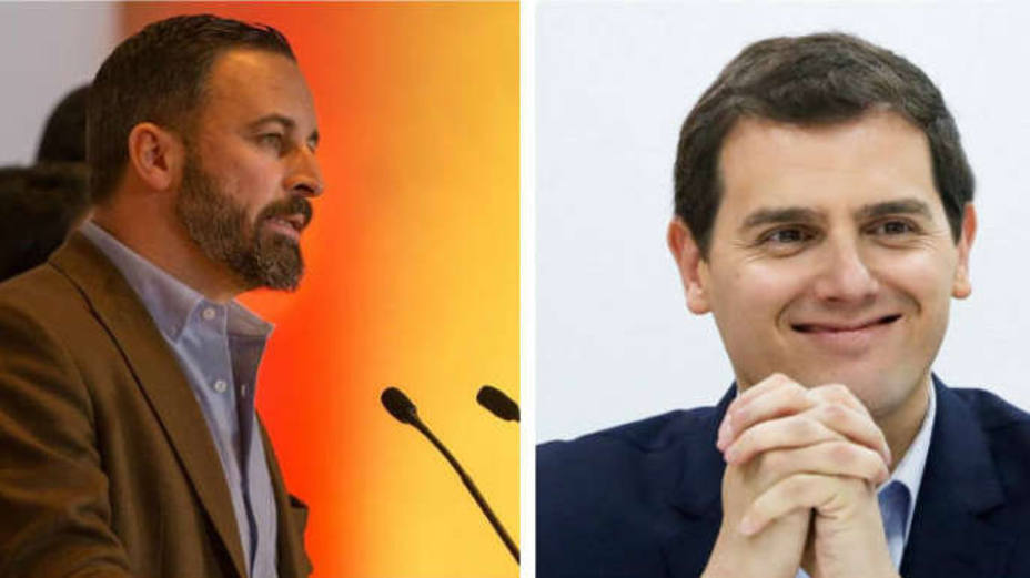 Santiago Abascal, Albert Rivera y Manuel Valls