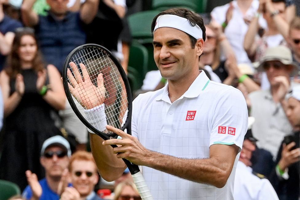 Federer en un partido de Wimbledon (EFE)