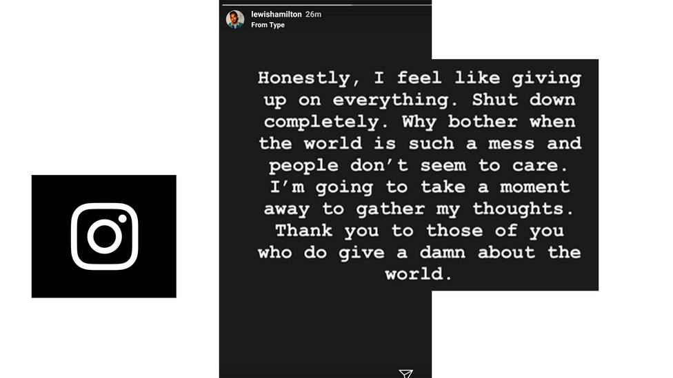 Mensaje de Lewis Hamilton en Instagram