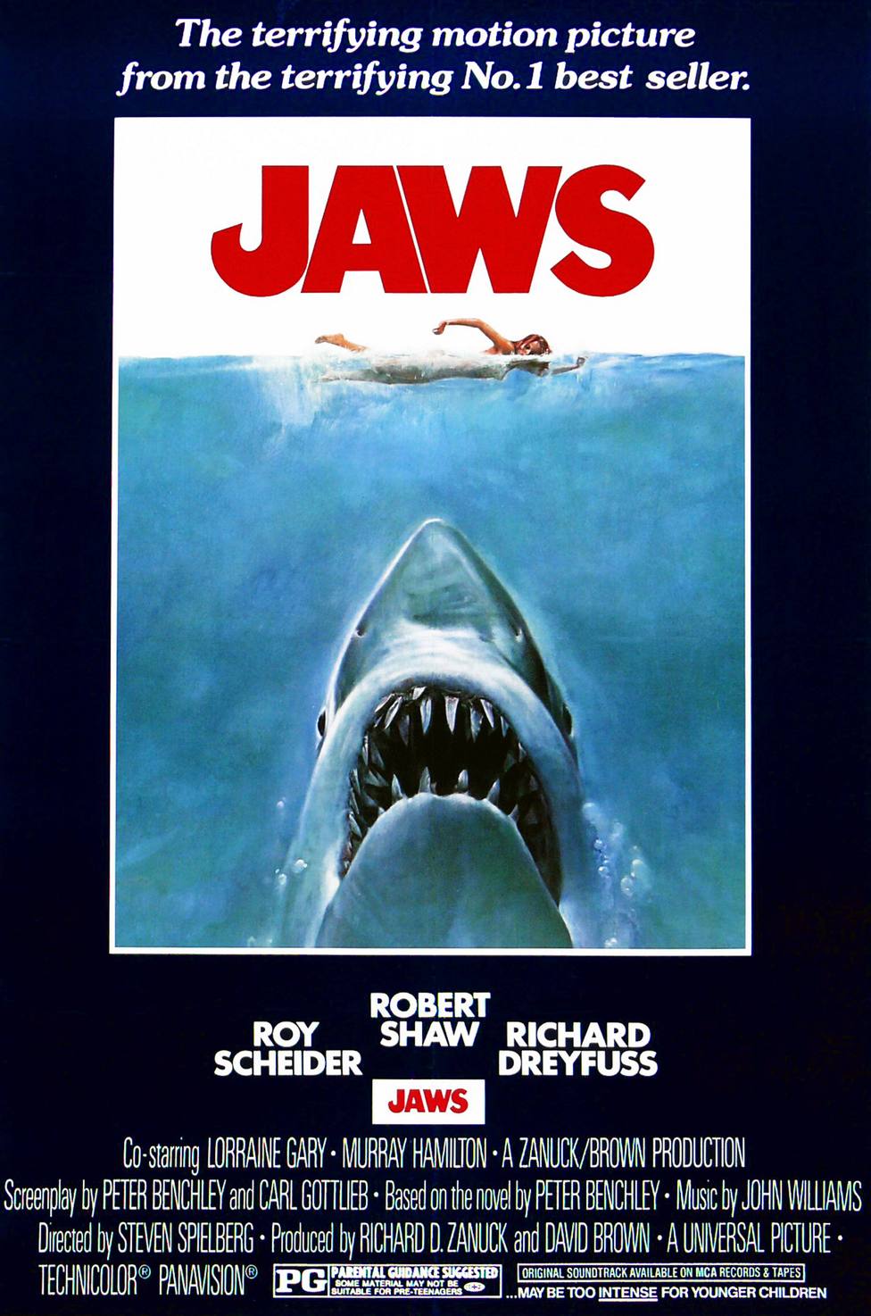 Jaws a 1975 American Thriller film starring Roy Scheider.