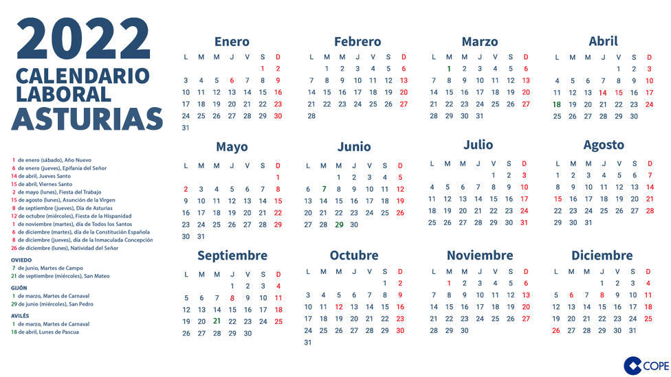 Calendario Laboral 2022 - Asturias