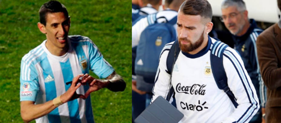 Ángel di María y Nicolás Otamendi, con la selección argentina. REUTERS