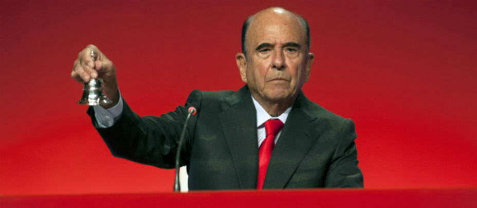 Emilio Botín durante un consejo de administración del Santander. REUTERS