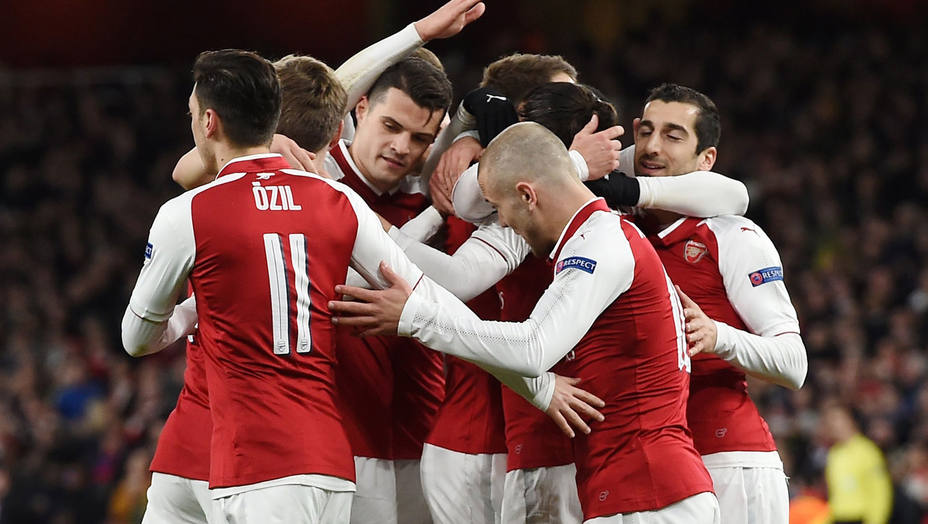 El Arsenal celebra el 4-1 ante el CSKA en la ida de los cuartos de final de la Europa League. EFE