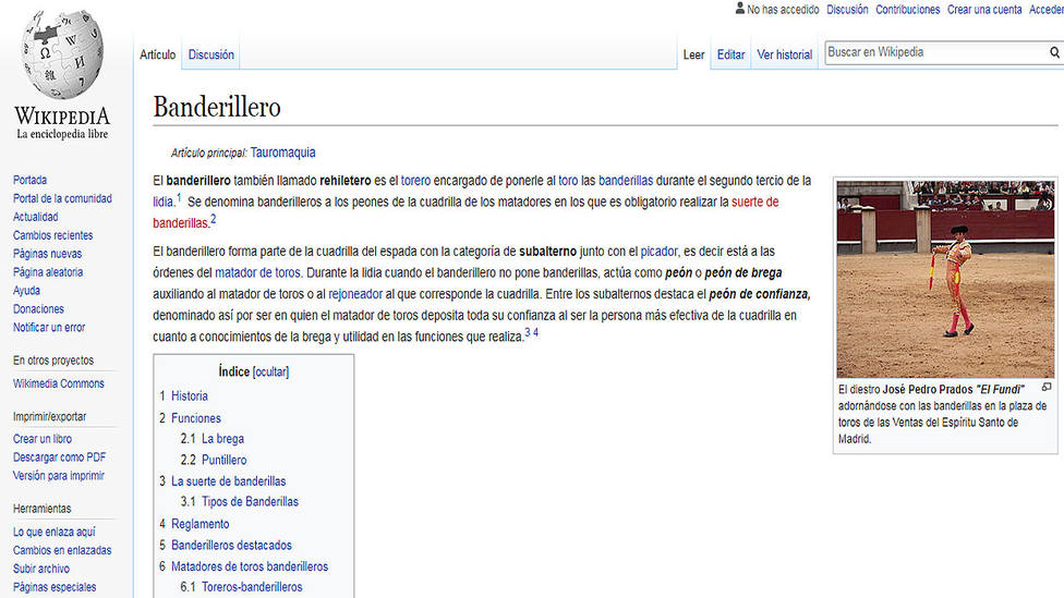 Una de las entradas generadas en Wikipedia por el proyecto Wikitauro