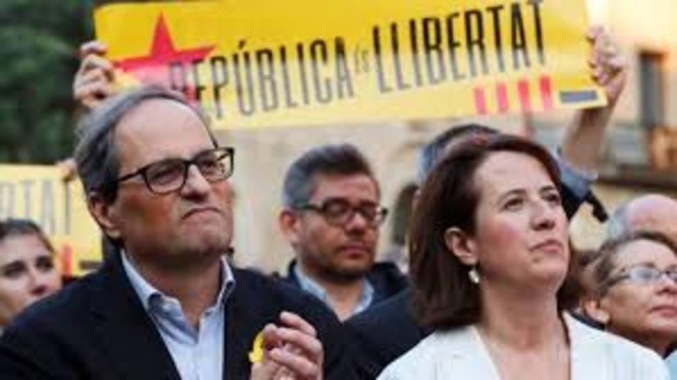 Elisenda Paluzie presidenta de la Asamblea Nacional Catalana, junto a Torra