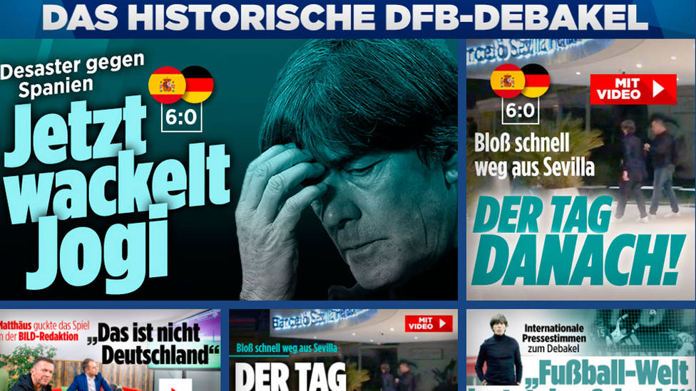 El diario Bild dedica varias noticias a un 6-0 que califican de debacle histórica