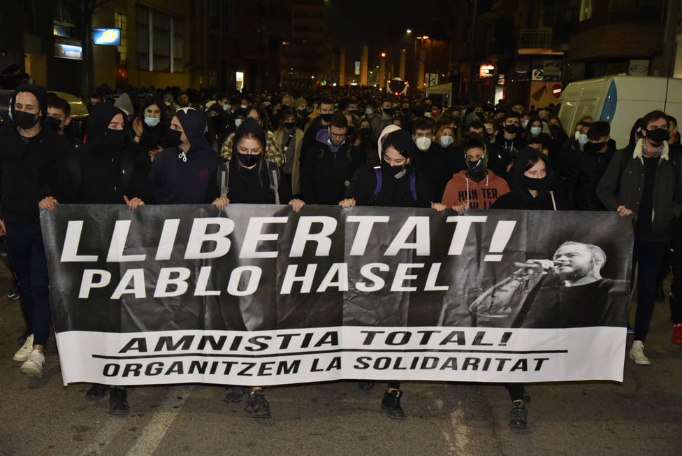 Protesta en Lleida ante la cárcel donde se encuentra Pablo Hasel