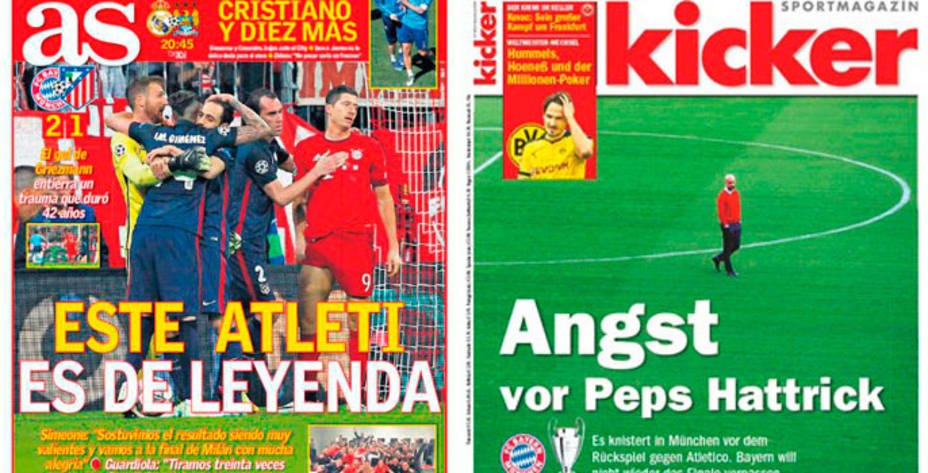 El pase a la final del Atlético protagoniza las portadas este miércoles.