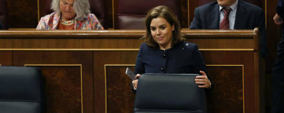 La vicepresidenta del Gobierno, Soraya Sáenz de Santamaría, durante el debate de la reforma de la ley del aborto. EFE