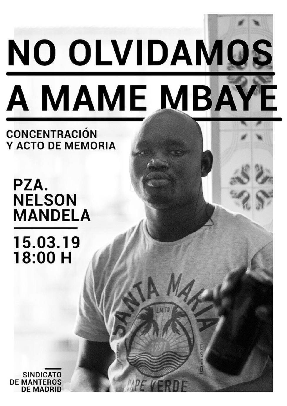 El Sindicato de Manteros convoca hoy una concentración en recuerdo de Mame Mbaye un año después de su muerte