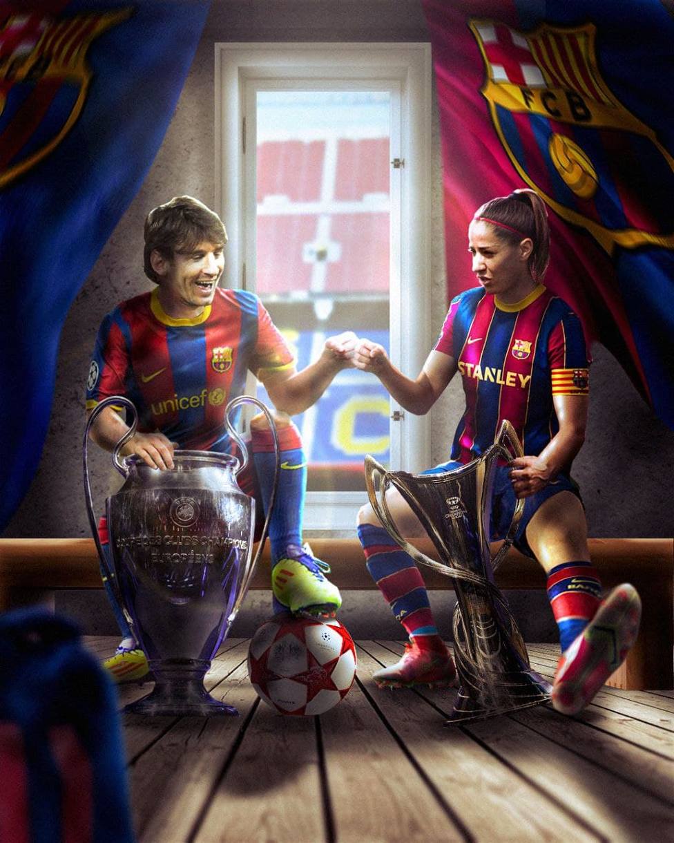 Vicky Losada y Leo Messi, capitanes del FC Barcelona campeones de Europa