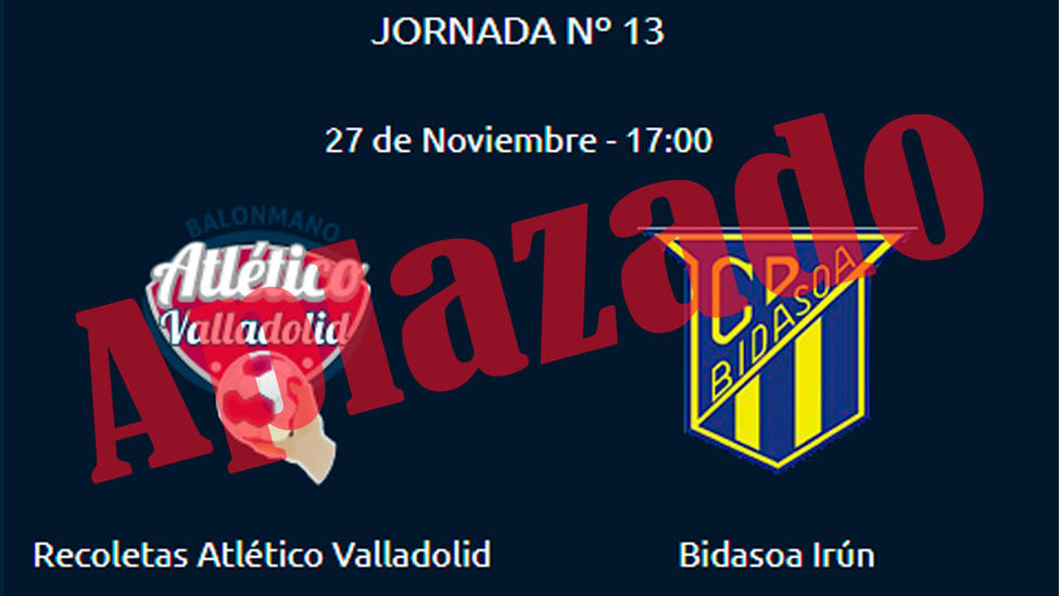 Aplazado el partido entre Balonmano Valladolid y Bidasoa-Irun
