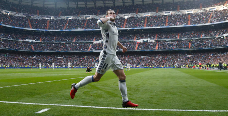 Bale celebra su gol al Espanyol tras tres meses de lesión (Reuters)