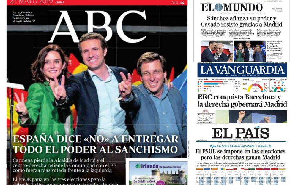 La victoria socialista y la resistencia de Casado gracias a Madrid, portada en la prensa