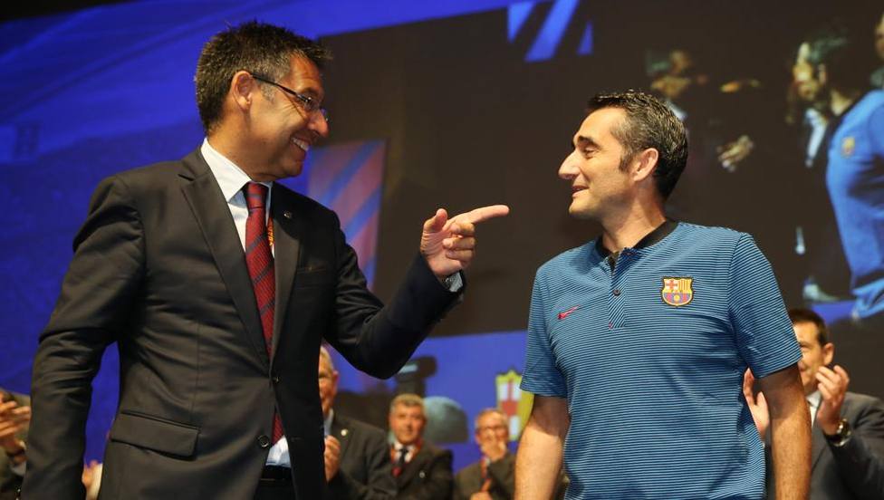 Bartomeu y Valverde, presidente y entrenador del Barcelona