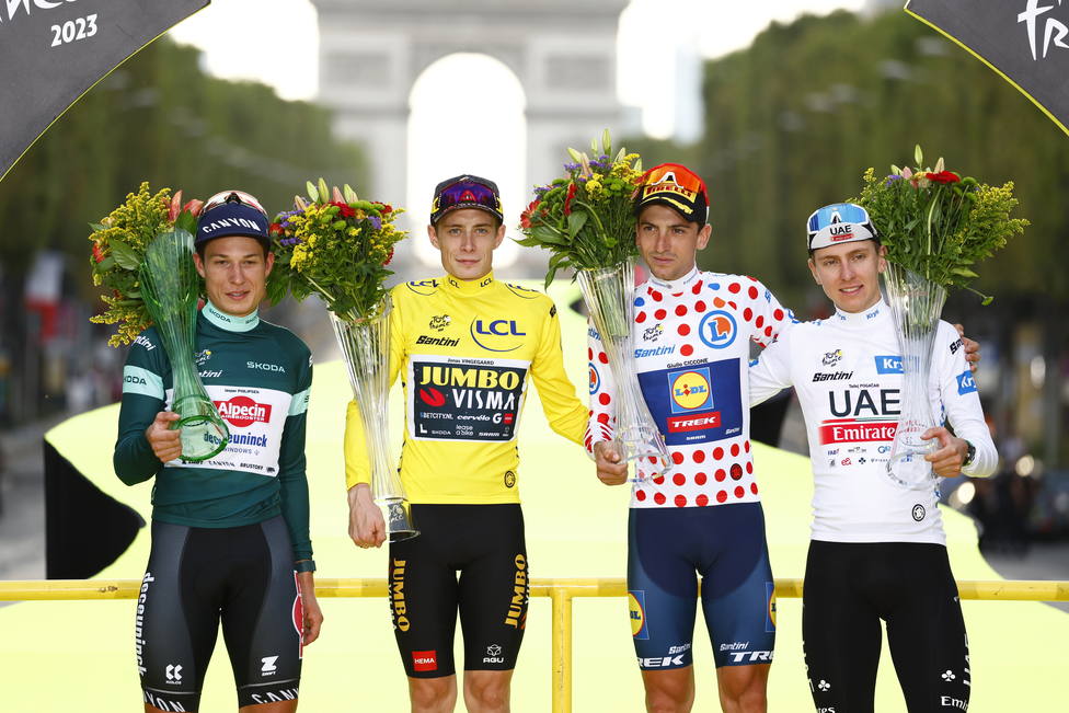 Los cuatro ganadores de las respectivas clasificaciones del Tour